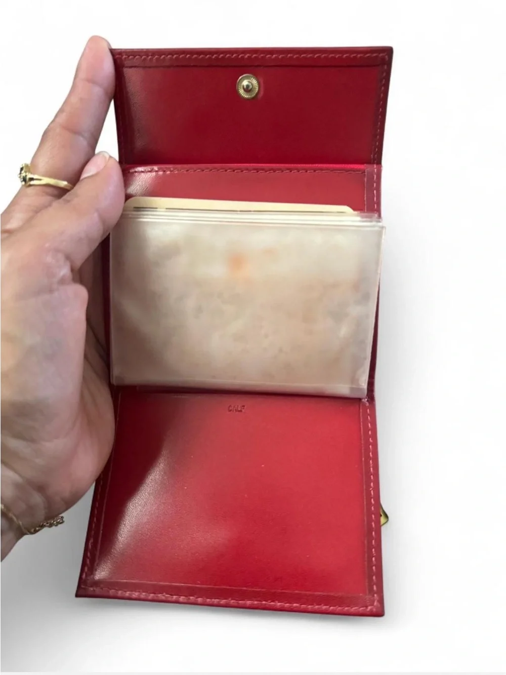 Vintage Anne Klein for St.Thomas Red leather trifold wallet and key holder bundl